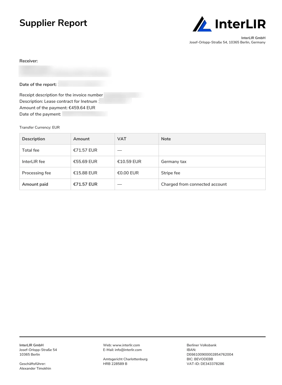 Supplier invoices report