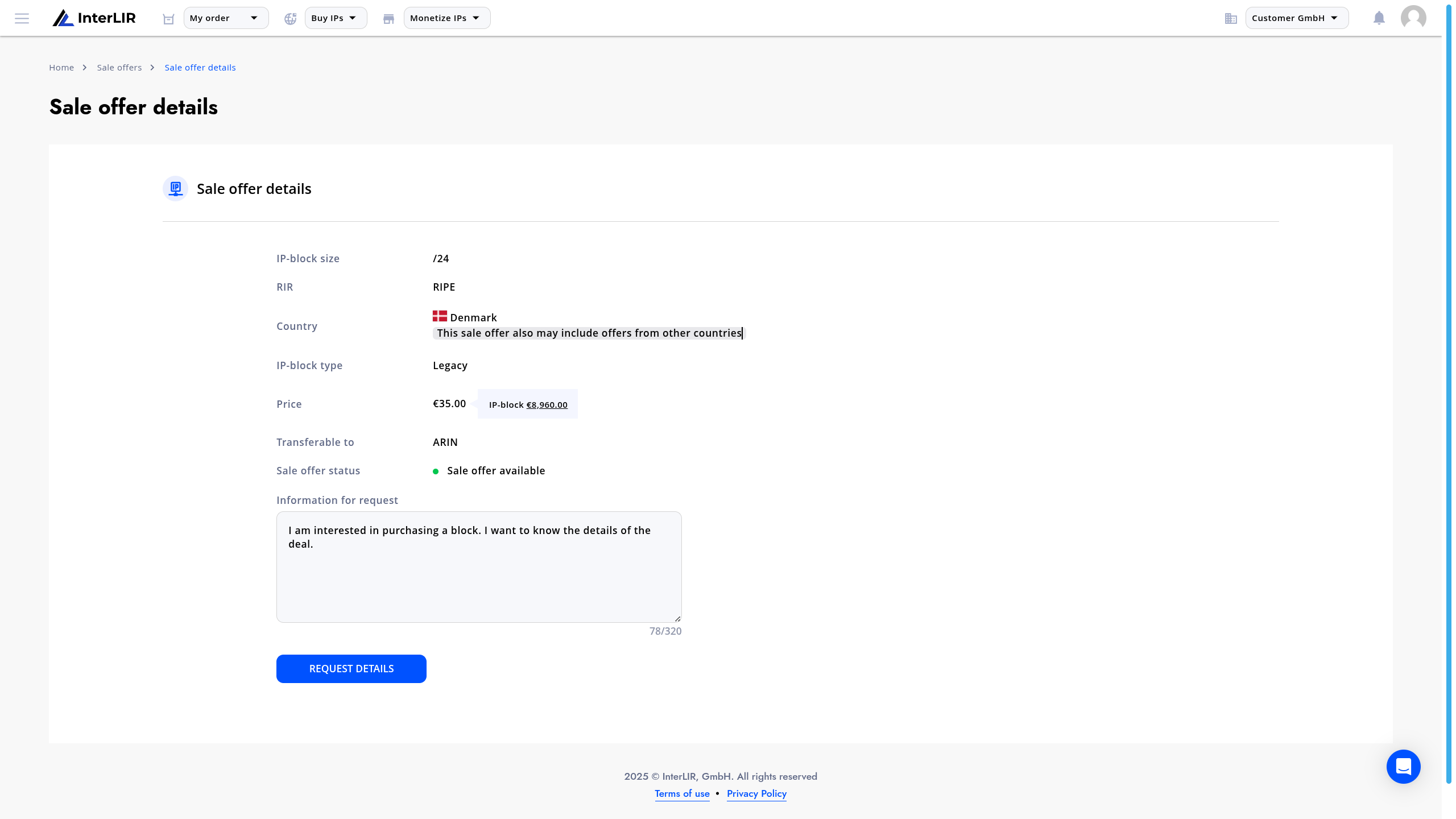 How to Buy an IP Block - InterLIR Documentation