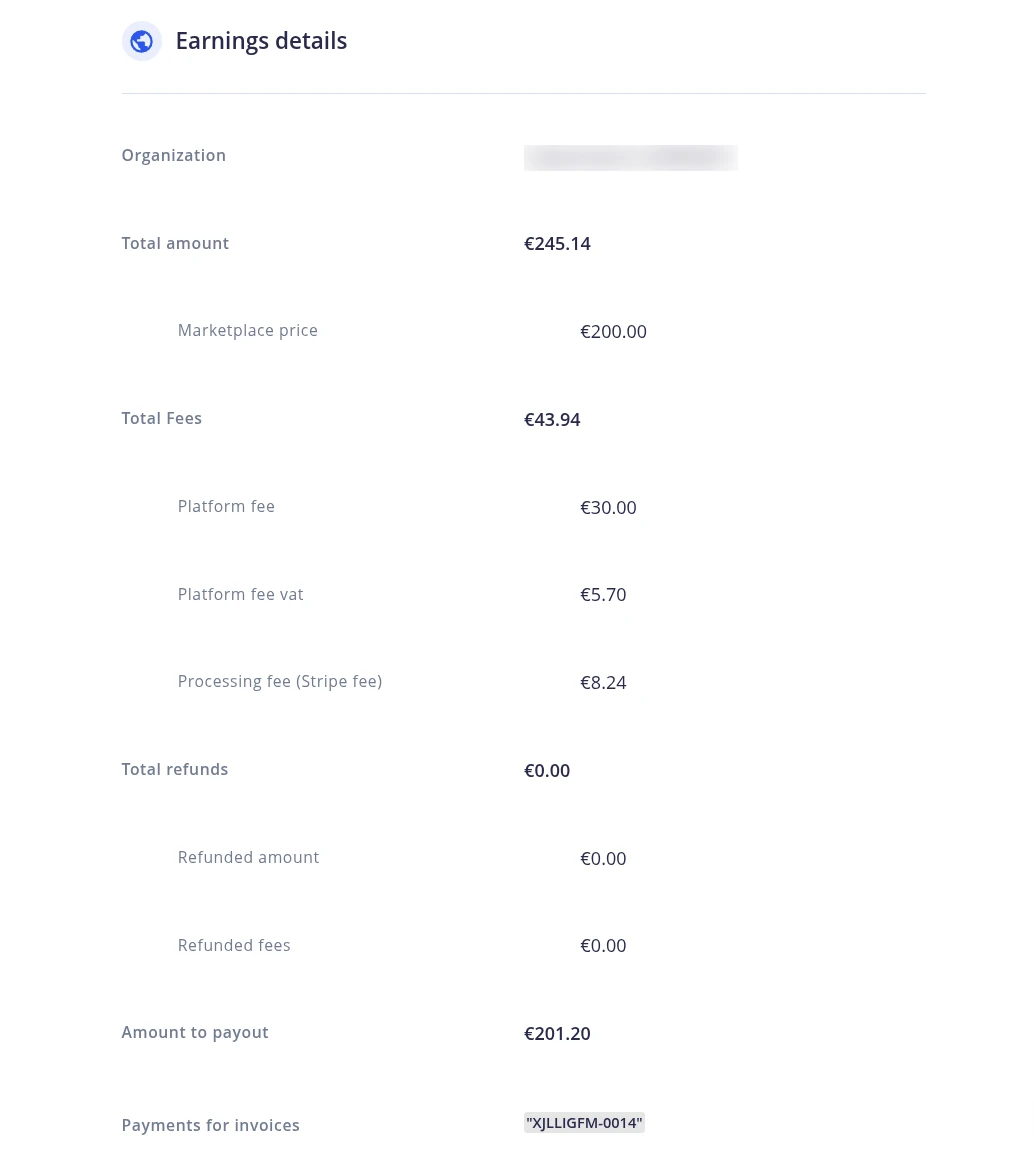 Payout request details Page