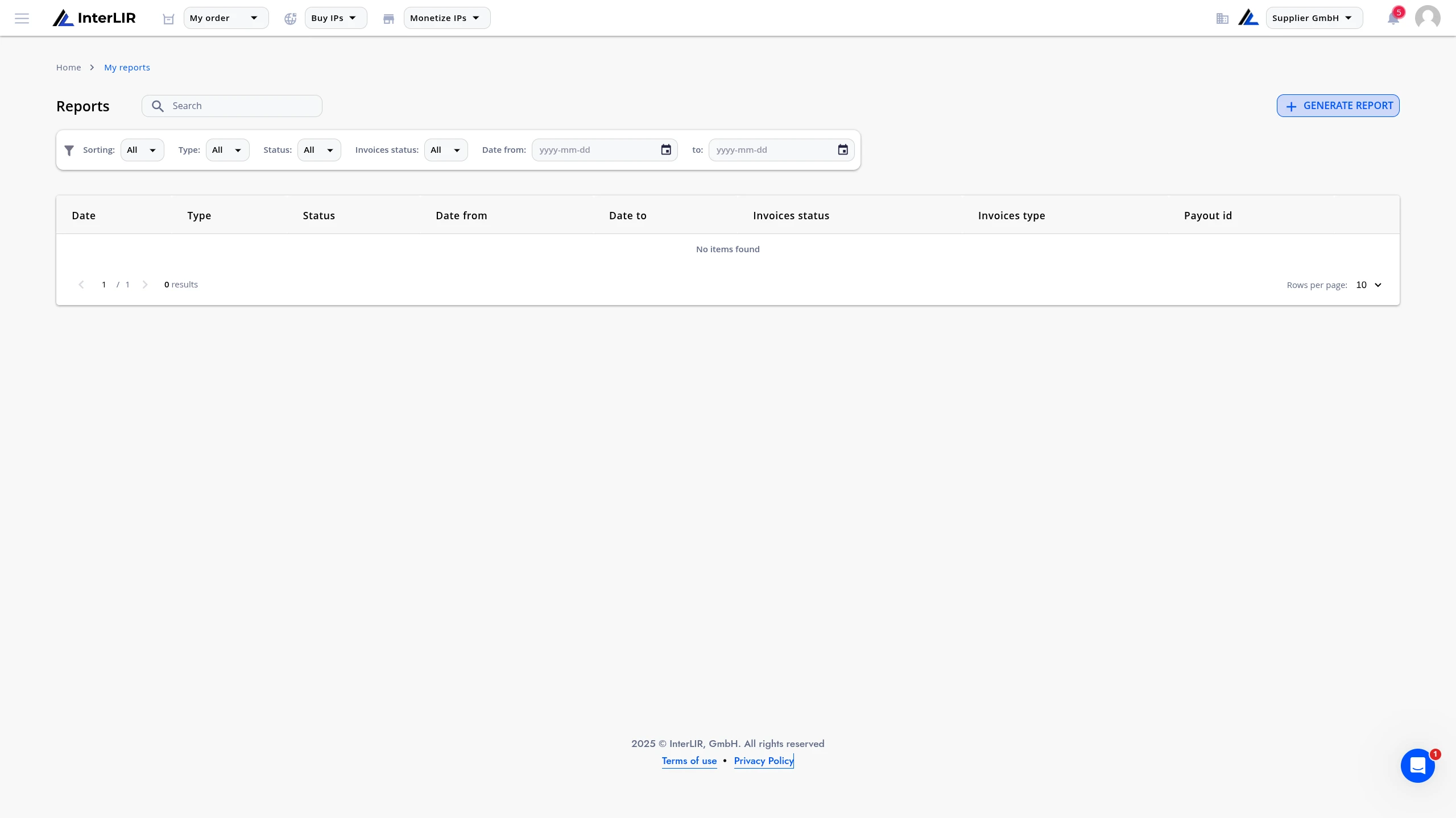 Reports Table