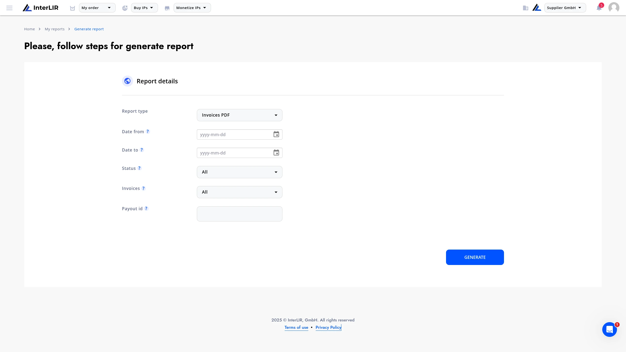 Generate Report Button