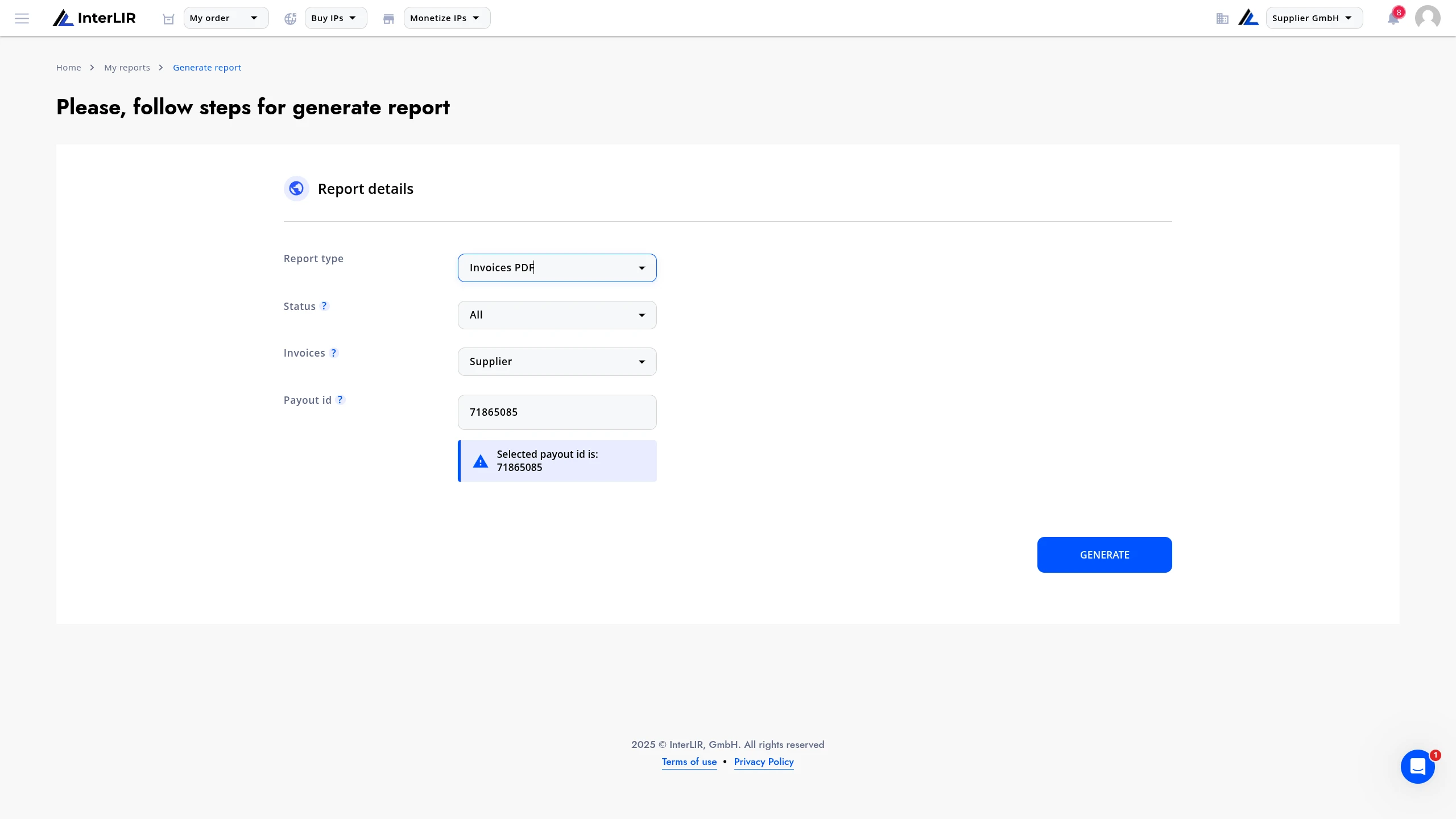 Report Form with Payout ID 2