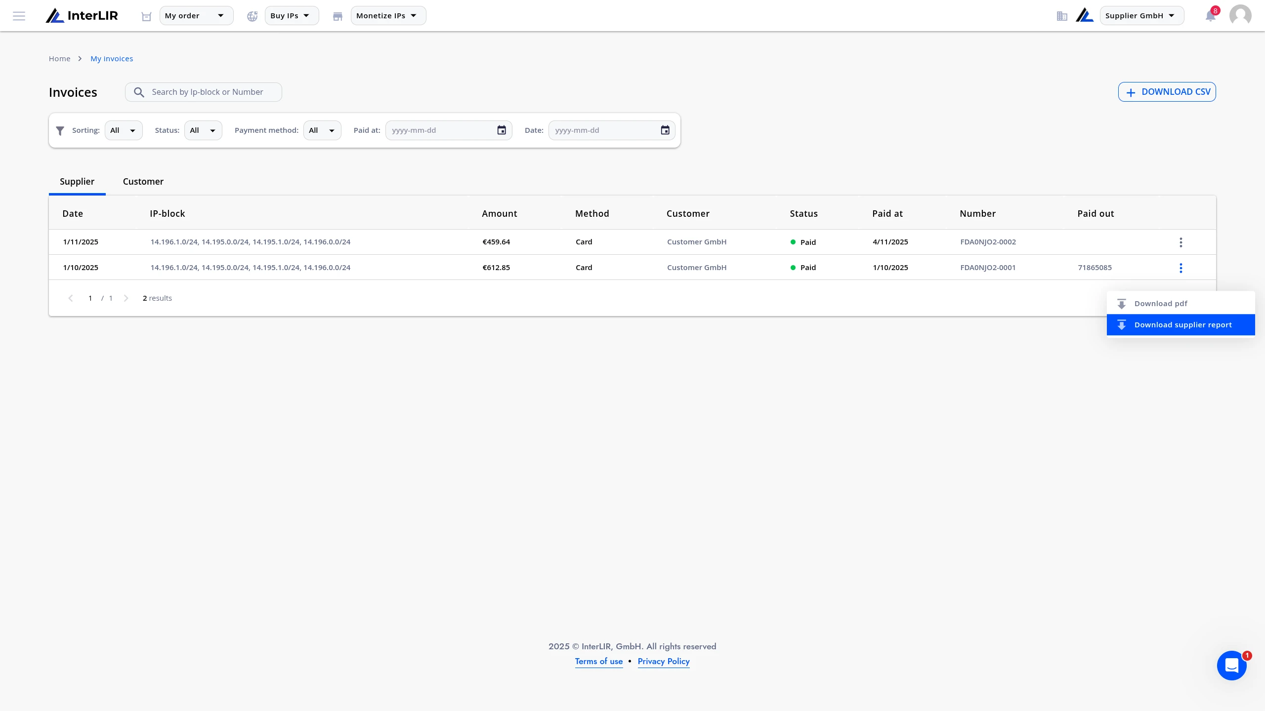 Supplier Report by Invoice